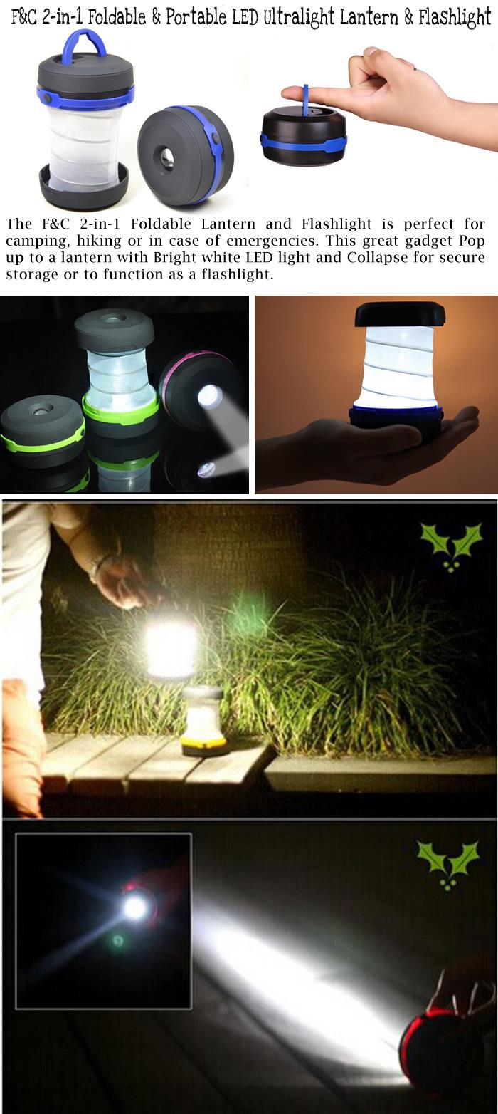 2-in-1 Foldable and Portable LED Ultralight Lantern and Flashlight