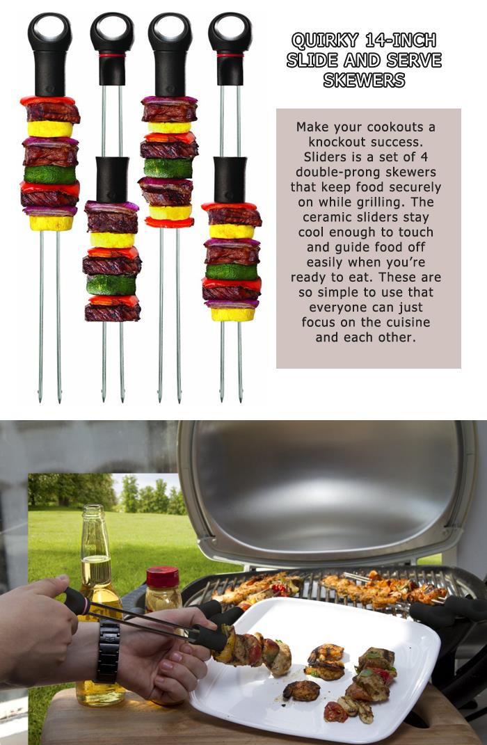 3 Quirky 14 inch Slide and Serve Skewers