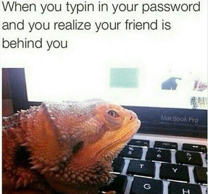typing in your password