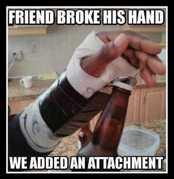 wearing a cast