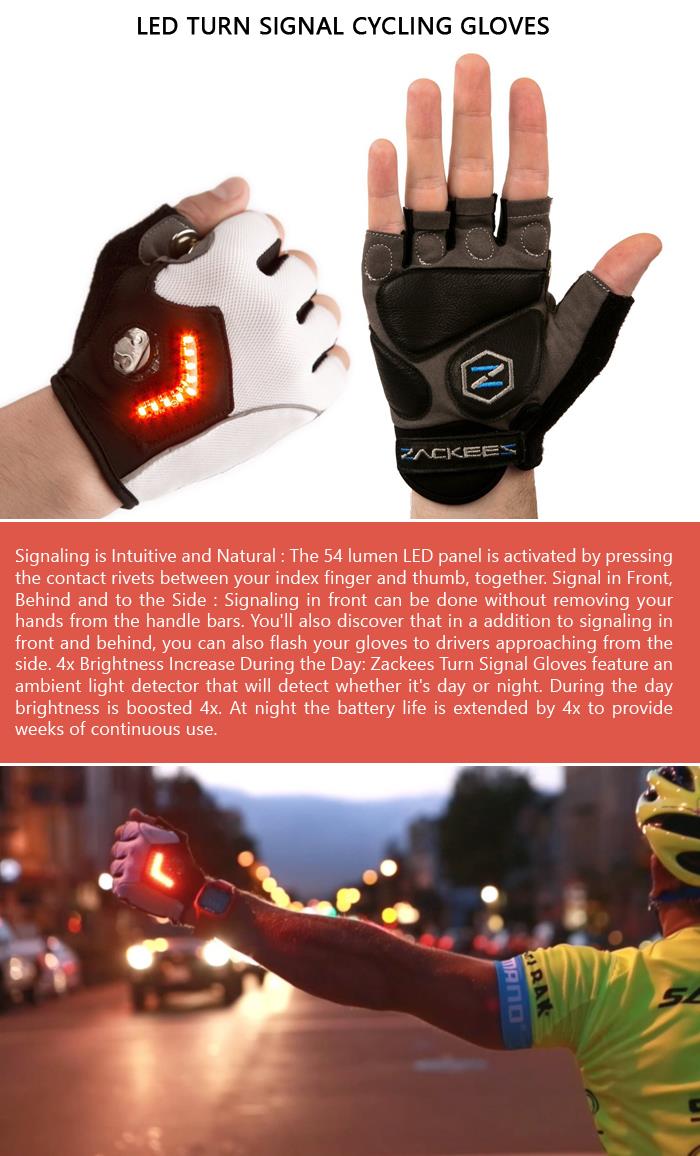 LED Turn Signal Cycling Gloves