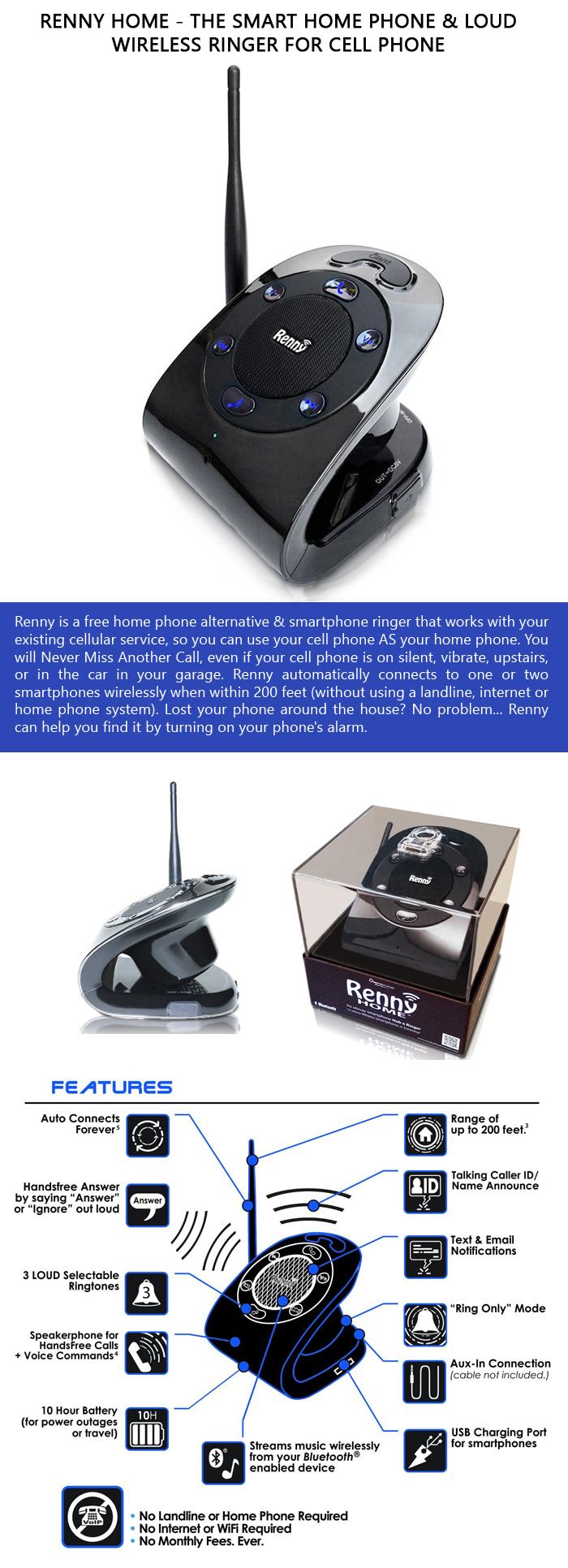 Renny HOME - The Smart Home Phone and Loud Wireless Ringer for Cell Phone