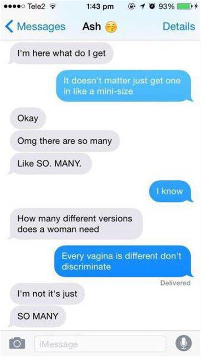 Women Walking Their Men Through Buying Tampons Via Text