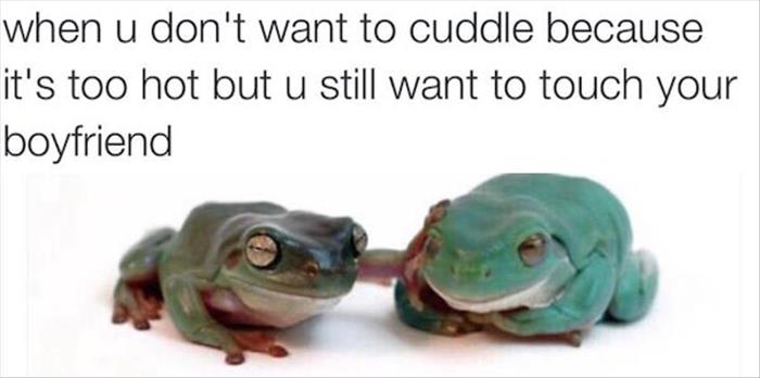 to hot to cuddle