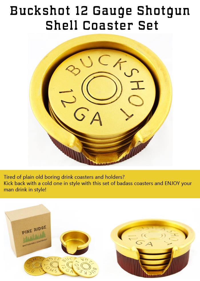 Buckshot 12 Gauge Shotgun Shell Coaster Set