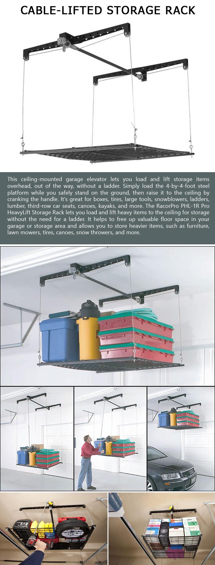 Cable-Lifted Storage Rack