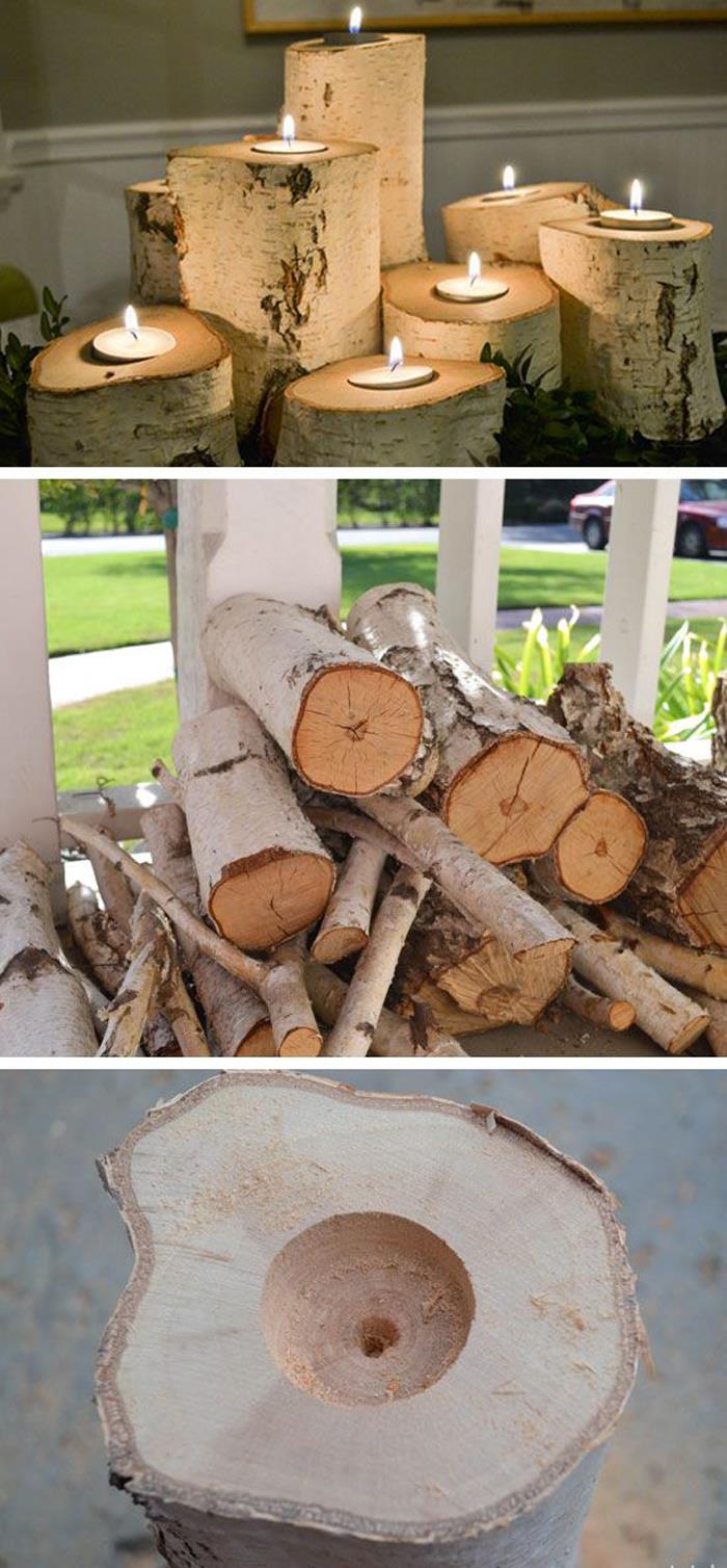 Tree Stump Candle Holders