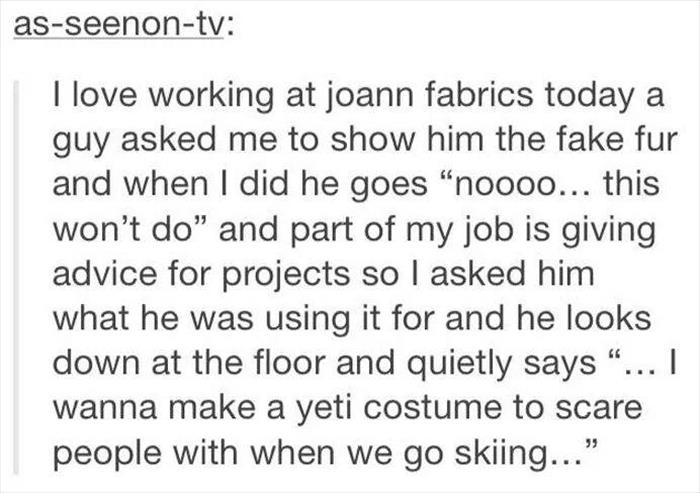 working at joan fabrics