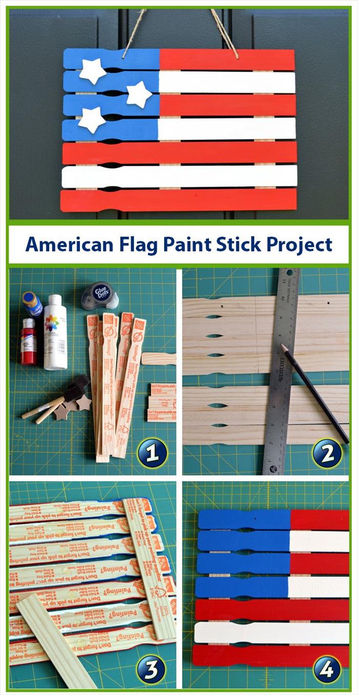 American Flag Paint Stick Project