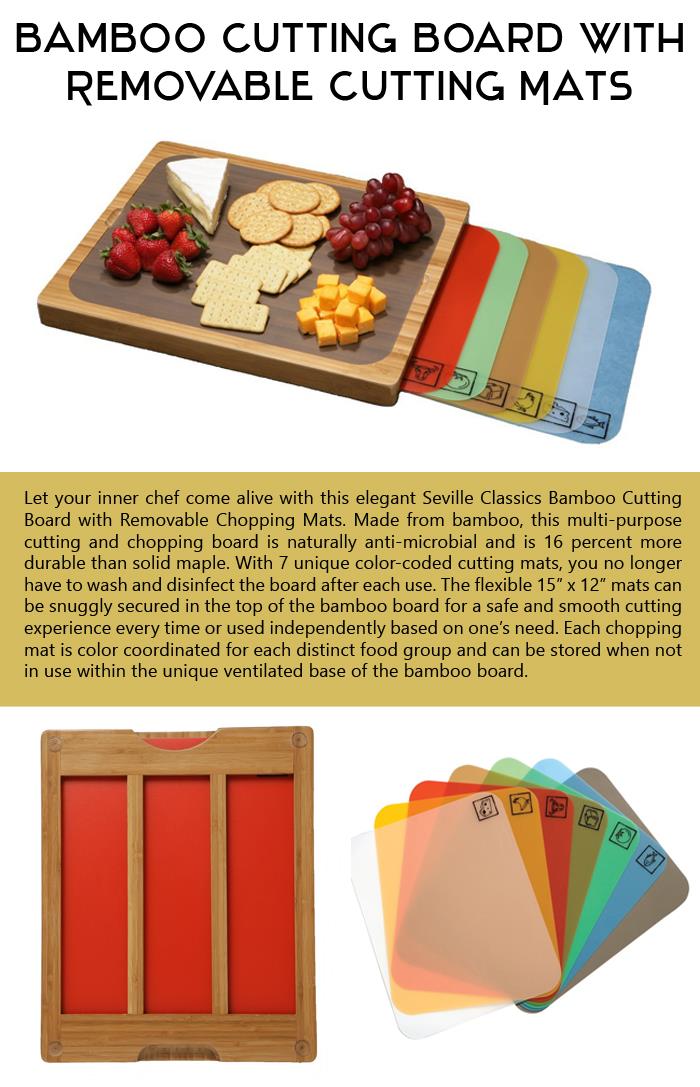 Bamboo Cutting Board with Removable Cutting Mats