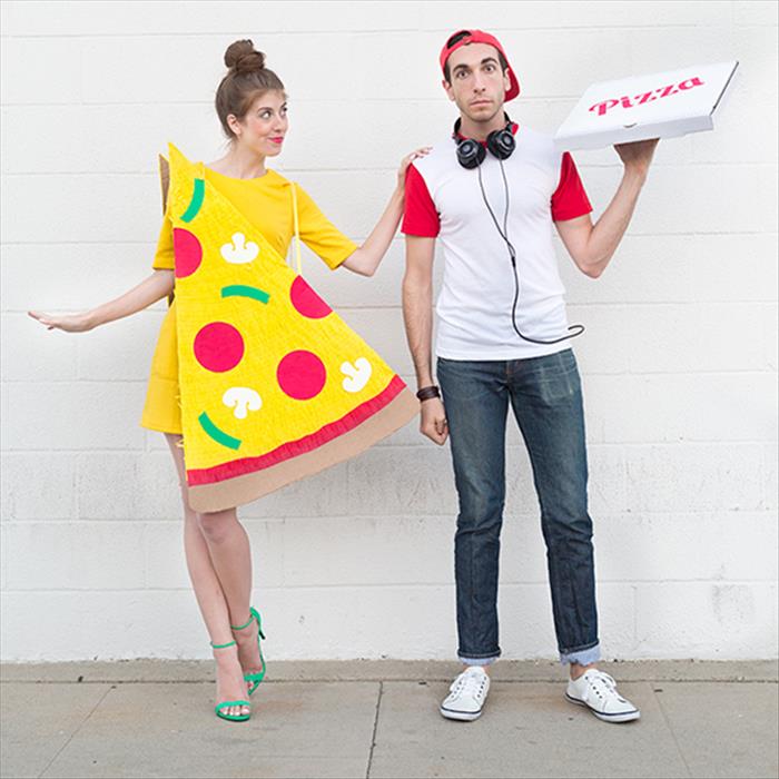 DIY Pizza Slice and Delivery Boy Couples Costume