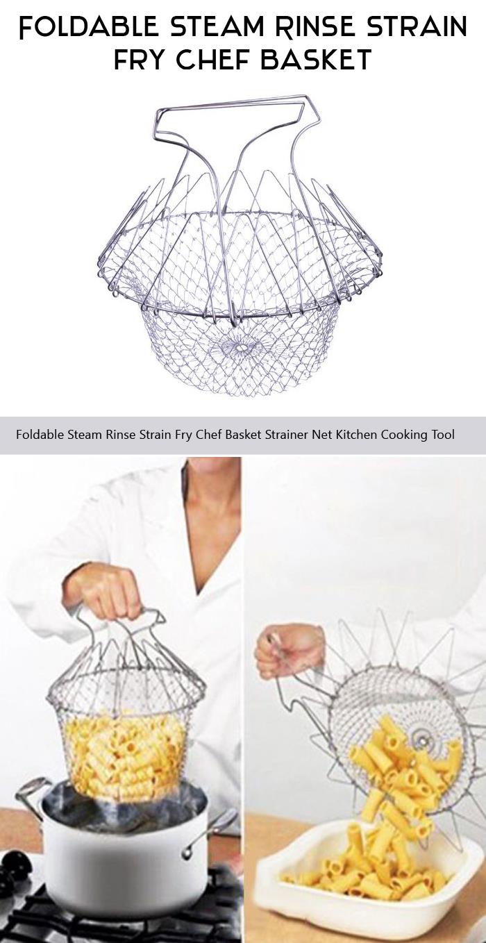 Foldable Steam Rinse Strain Fry Chef Basket