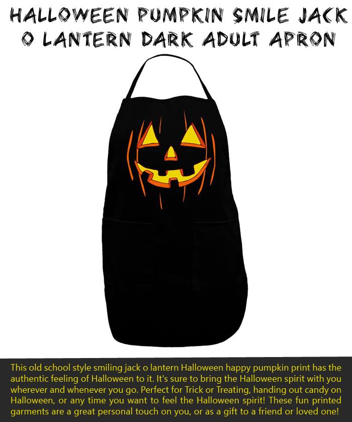 Halloween Pumpkin Smile Jack O Lantern Dark Adult Apron