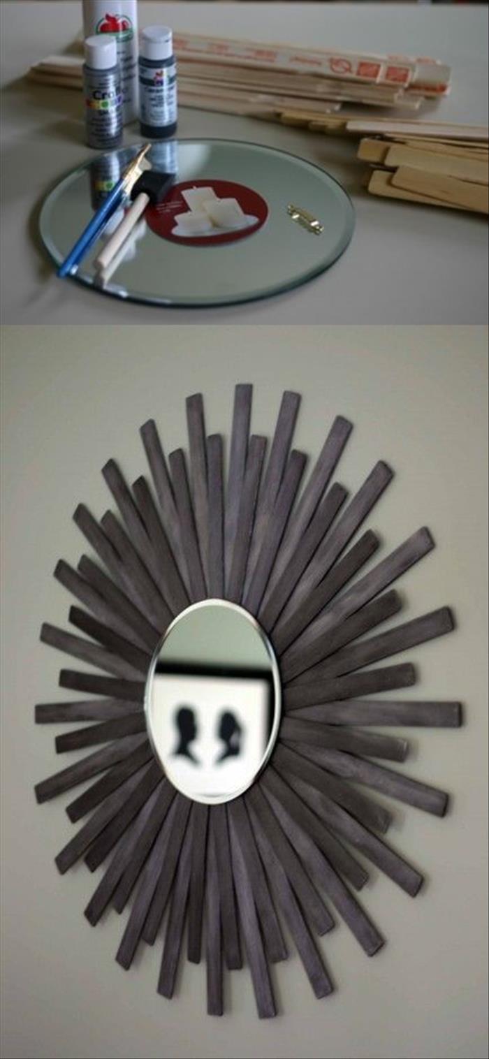 Paint Stick Sunburst Mirror