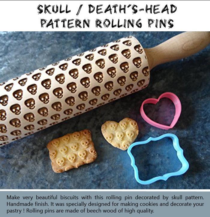 Skull death's-head pattern rolling pins