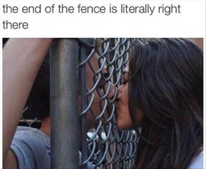 the end to the fence kissing