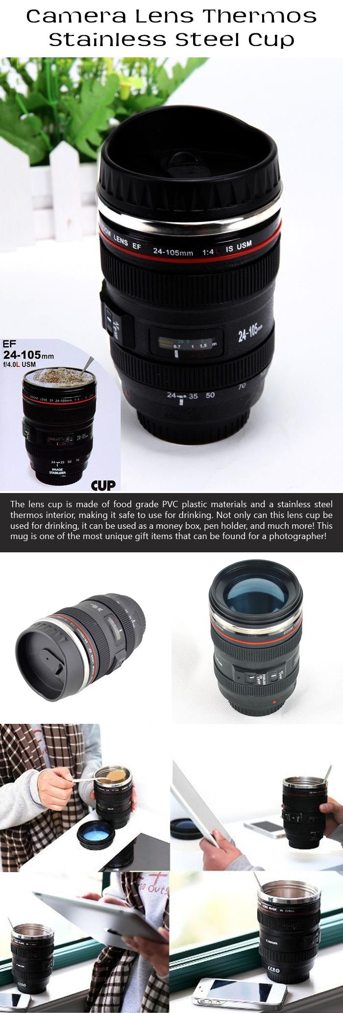 Camera Lens Thermos Stainless Steel Cup