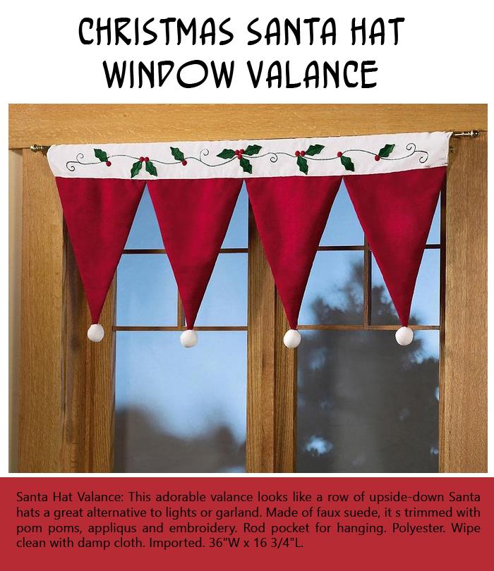 Christmas Santa Hat Window Valance