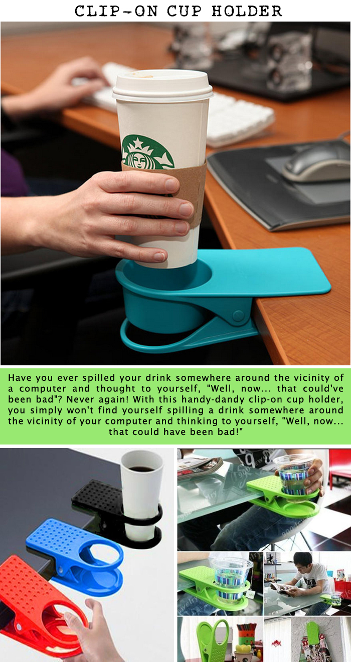 Clip-on cup holder