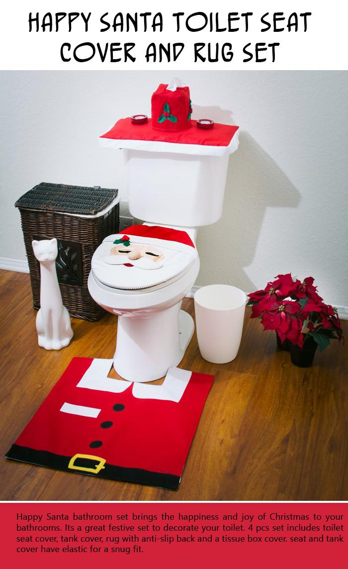 Happy Santa Toilet Seat Cover and Rug Set