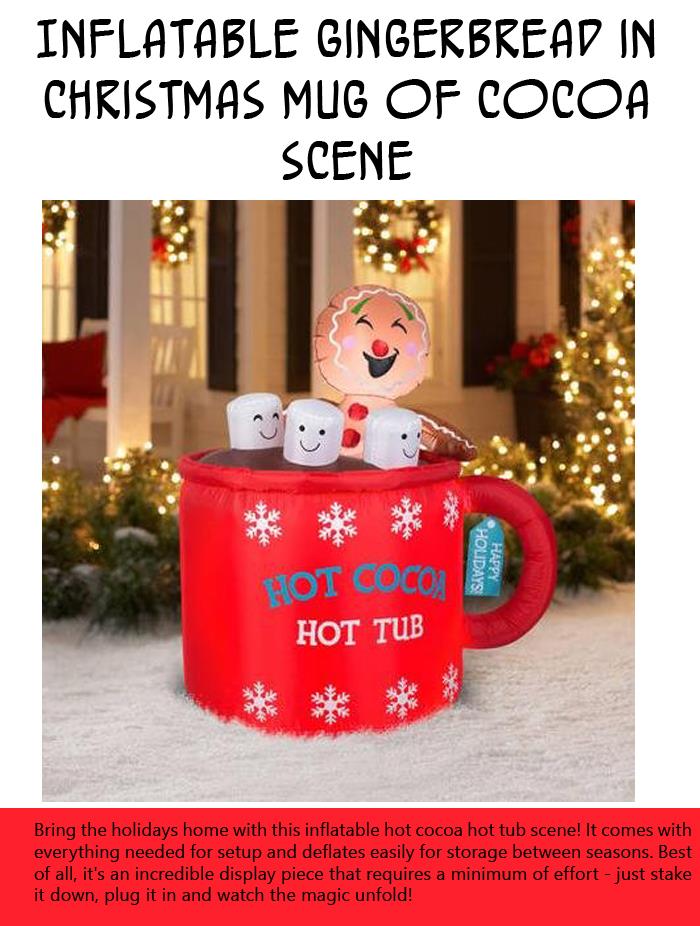 Inflatable Gingerbread in Christmas Mug of Cocoa Scene