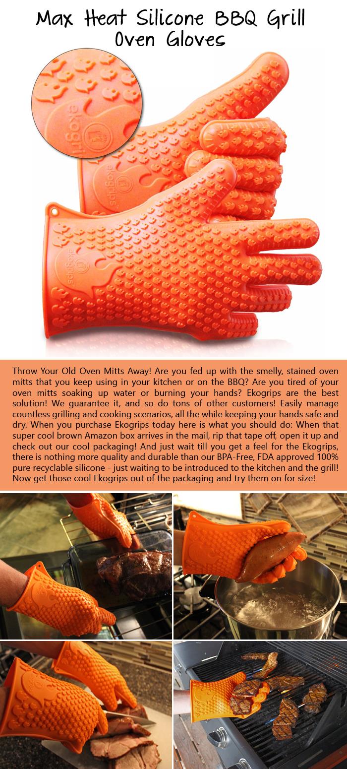 Max Heat Silicone BBQ Grill Oven Gloves