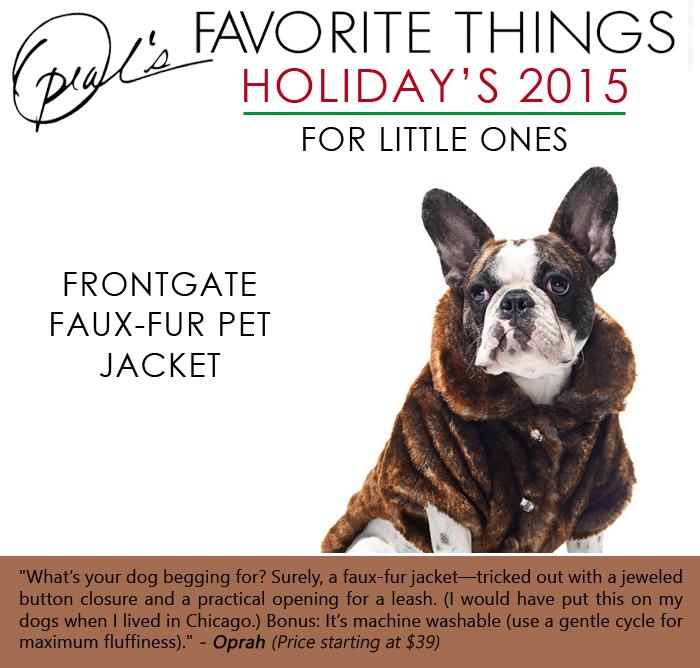 Oprah's Favorite Things- Frontgate faux-fur pet jacket