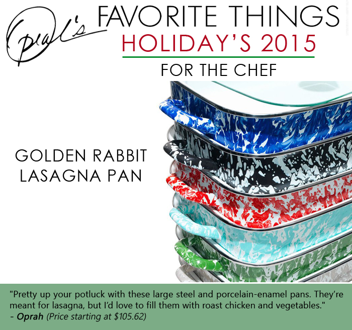Oprah's Favorite Things- Golden Rabbit lasagna pan