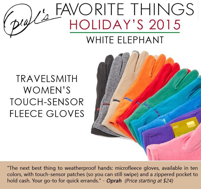 Oprah's Favorite Things- TravelSmith women’s touch-sensor fleece gloves