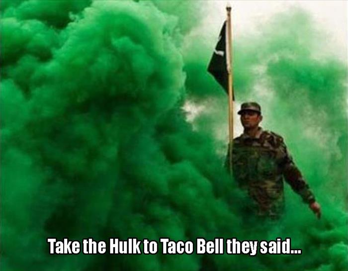 take the hulk to taco bell they said
