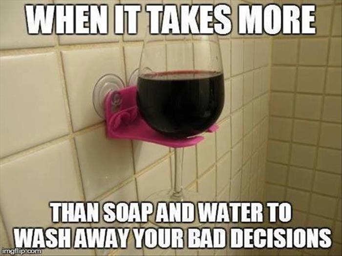 wine in the shower