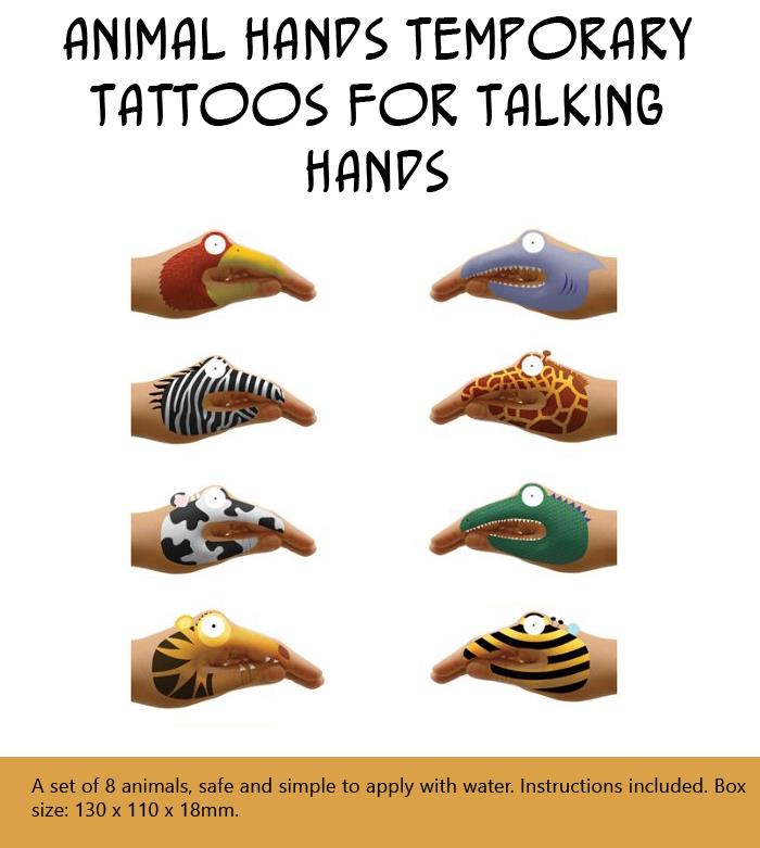 Animal Hands Temporary Tattoos For Talking Hands