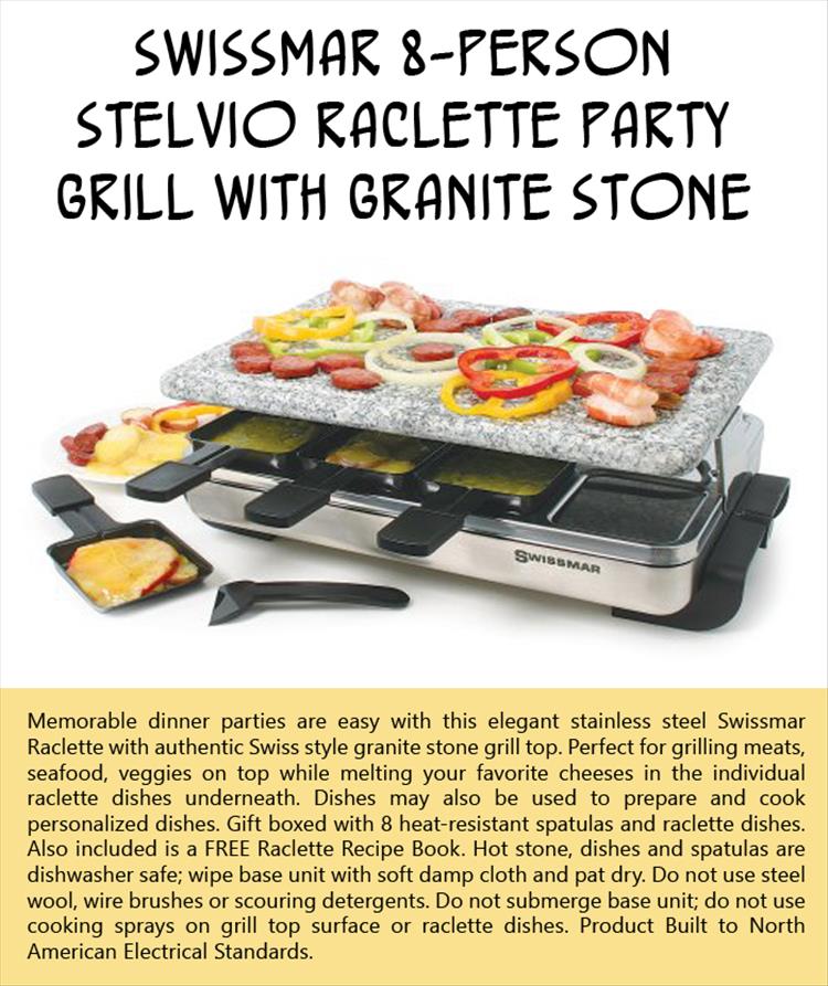 Swissmar 8-Person Stelvio Raclette Party Grill with Granite Stone