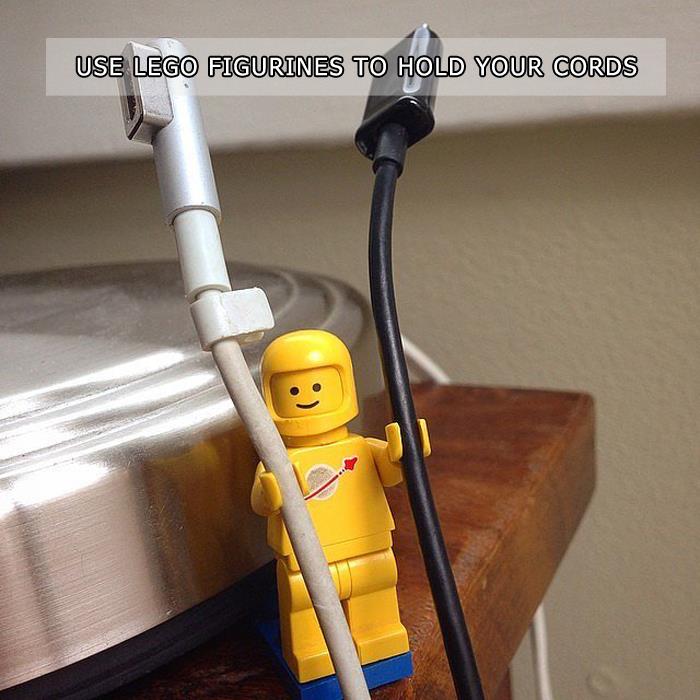 Use Lego Figurines to Hold Your Cords