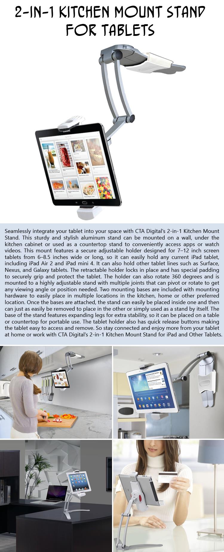 2-in-1 Kitchen Mount Stand for Tablets