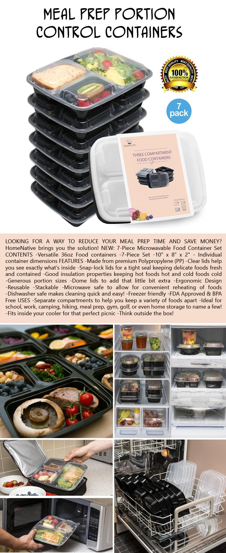 Meal Prep Portion Control Containers Set