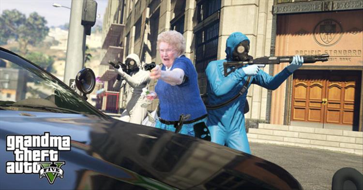 Granny With A Water Gun, Gets A Photoshop Make-Over Thanks To The