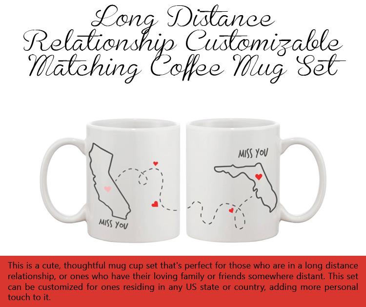 Long Distance Relationship Customizable Matching Coffee Mug Set