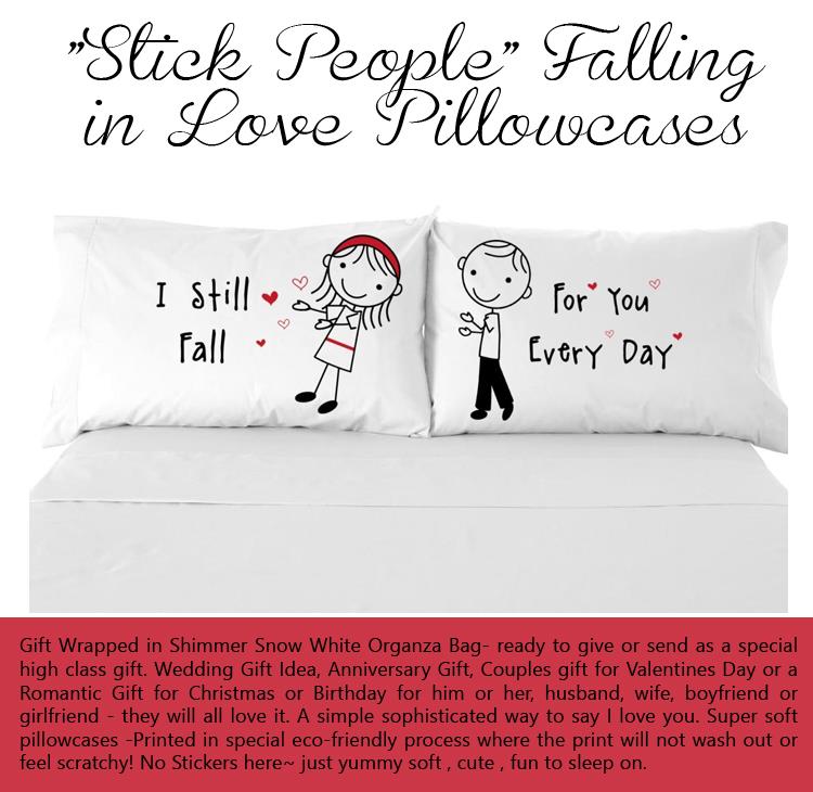 Stick People Falling in Love Pillowcases
