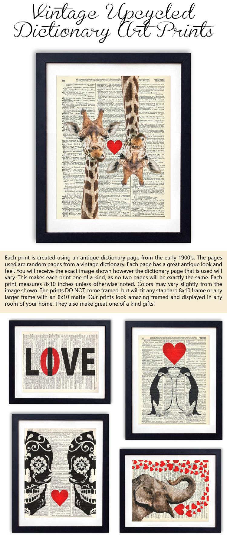 Vintage Upcycled Dictionary Art Print