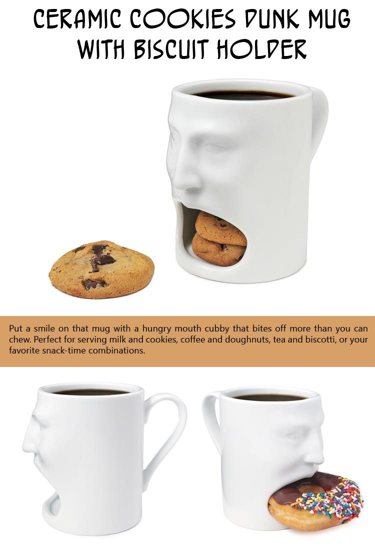 Ceramic Cookies Dunk Mug with Biscuit Holder
