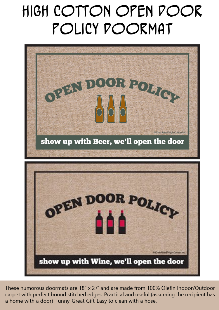 High Cotton Open Door Policy Beer Doormat