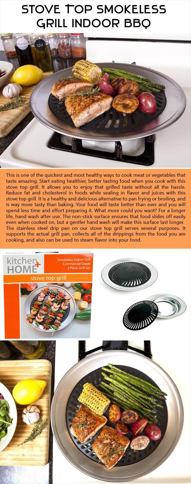 Stove Top Smokeless Grill Indoor BBQ