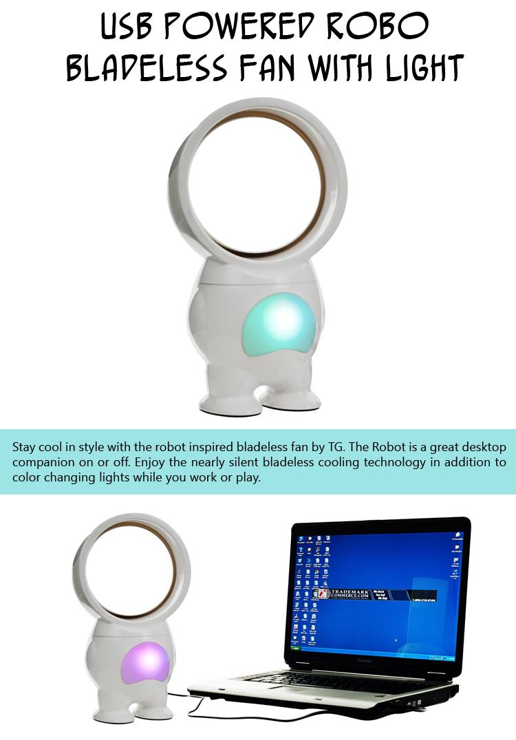 USB Powered Robo Bladeless Fan with Light