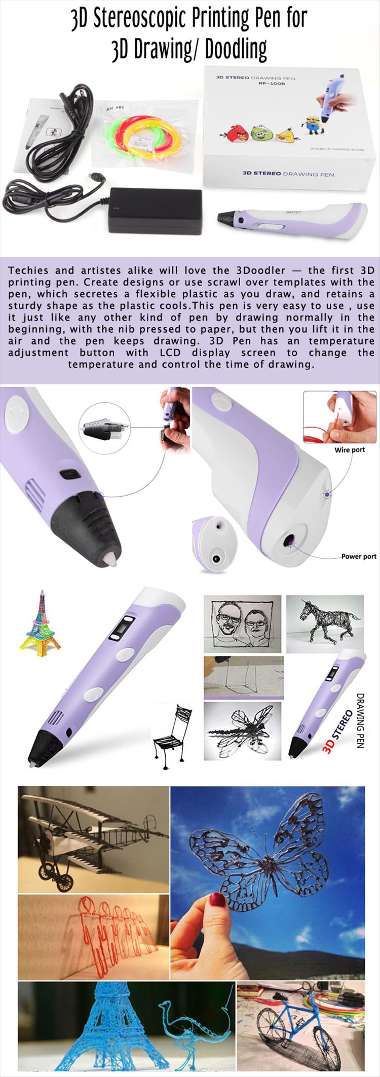 3D Stereoscopic Printing Pen for 3D Drawing Doodling