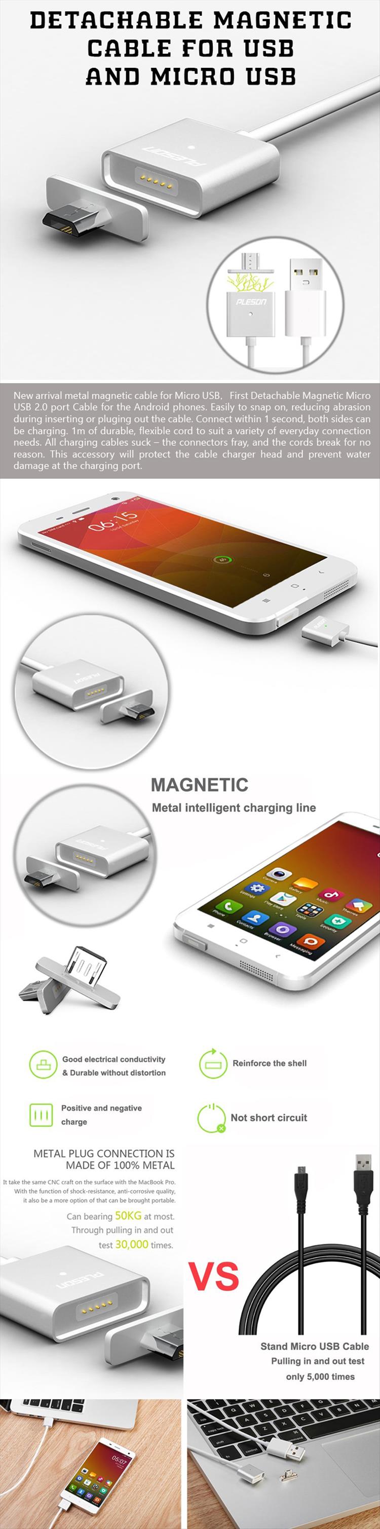 Detachable Magnetic Cable for USB and Micro USB