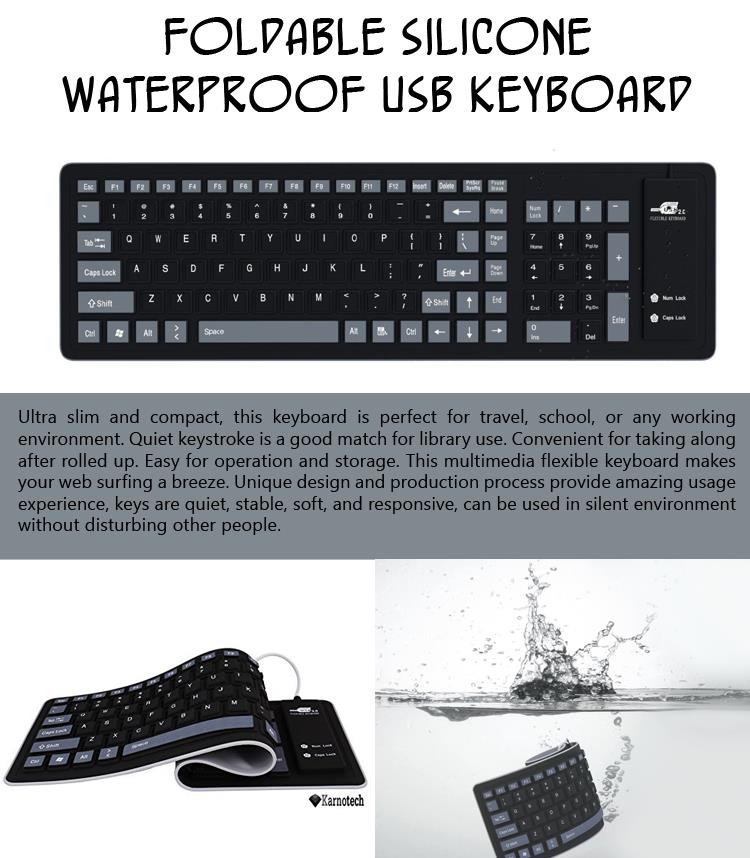 Foldable Silicone Waterproof USB Keyboard