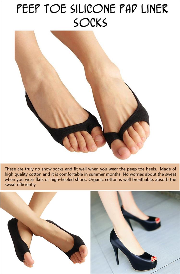 Peep Toe Silicone Pad Liner Socks