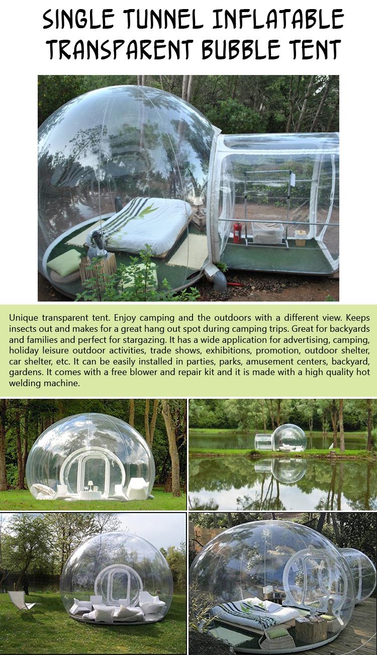 Single Tunnel Inflatable Transparent Bubble Tent