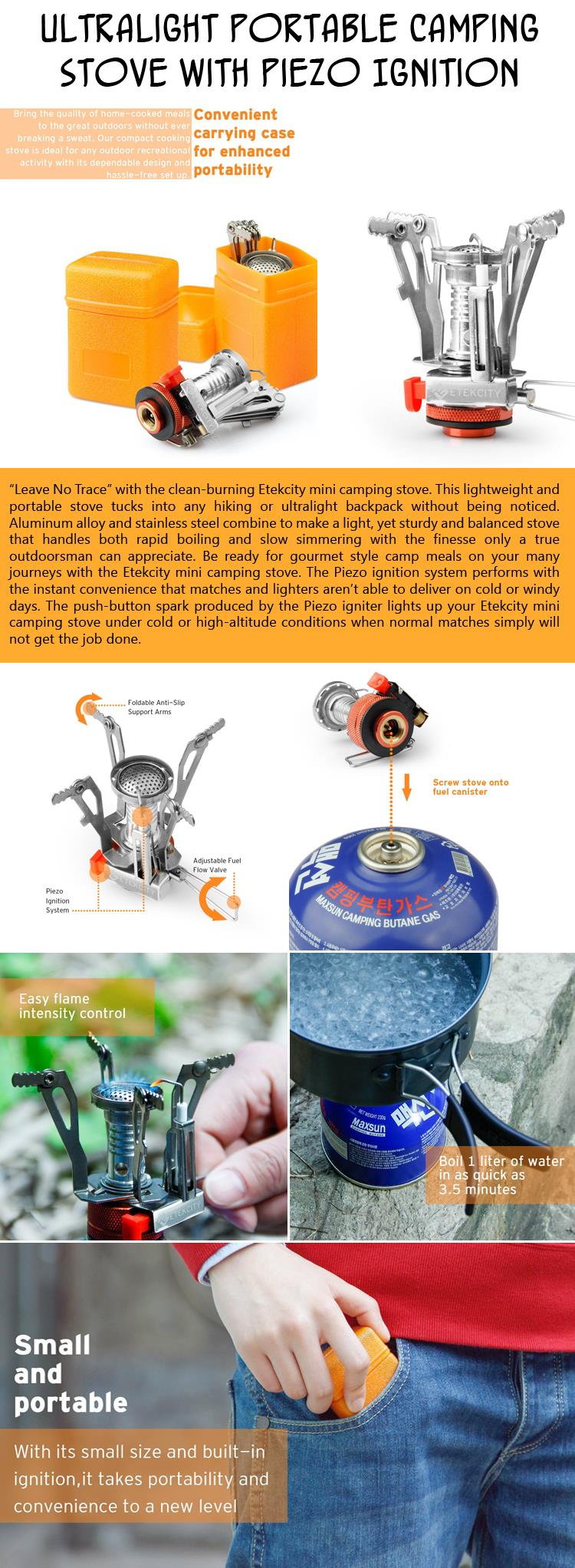 Ultralight Portable Camping Stove with Piezo Ignition